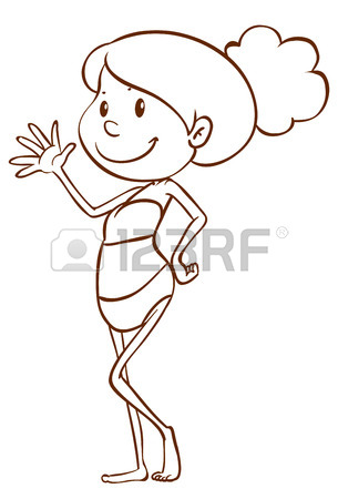 305x450 Illustration Of A Simple Girl At The Beach On A White Background