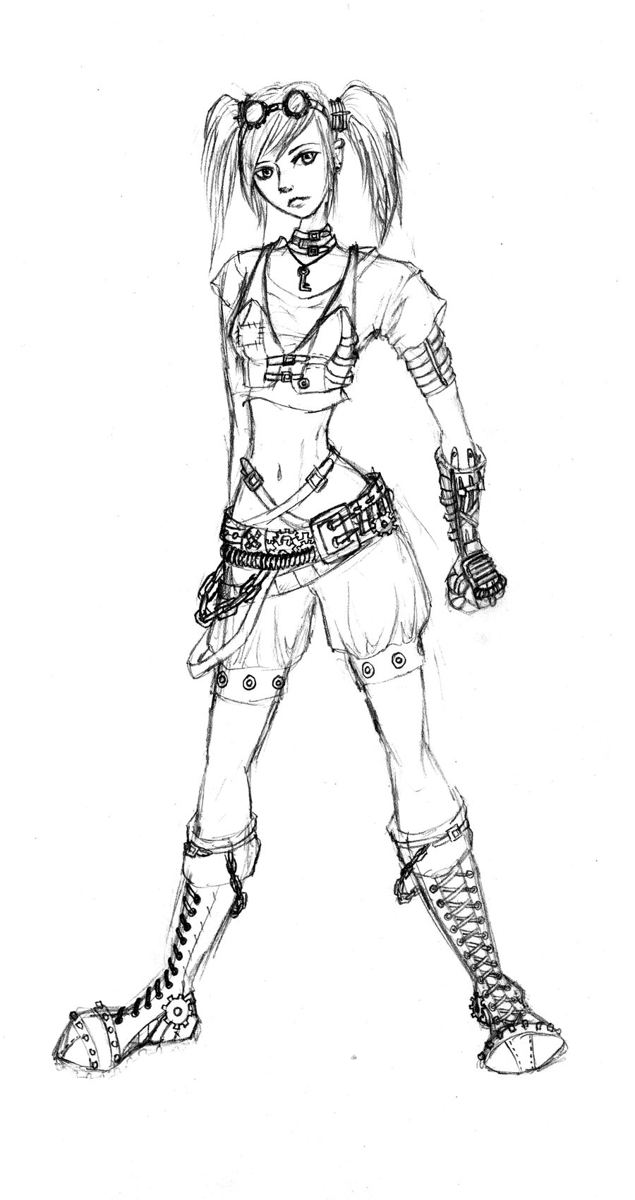 900x1701 Steampunk Girl Sketch By Zutararaven