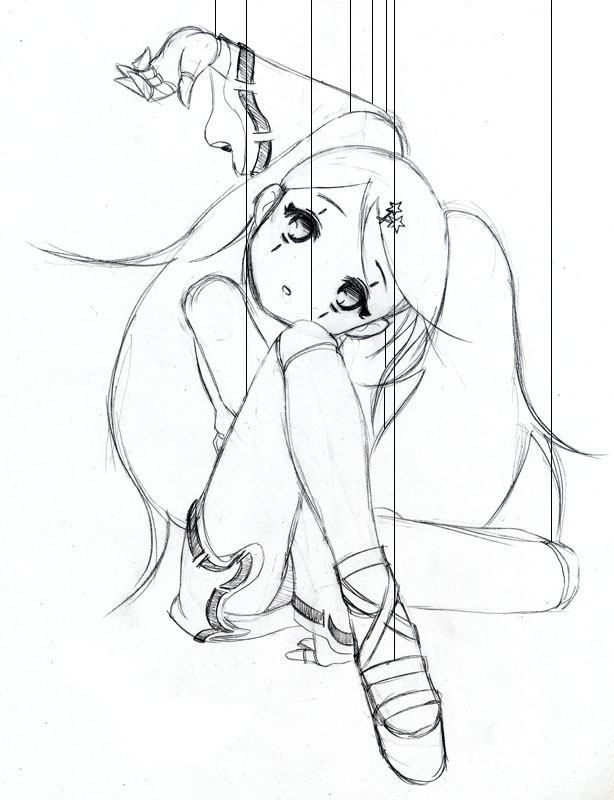 614x800 Marionette Doll Girl Sketch By Sppanda