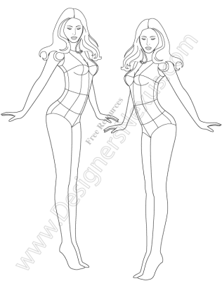 316x409 Female Croquis Free Fashion Figure Templates