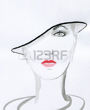 368x450 Portrait Of A Girl In A Hat, Isolated On White Background. Hand