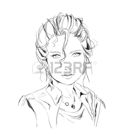 430x450 Watercolor Portrait Of Fashion Glamour Woman. Young Pretty Girl