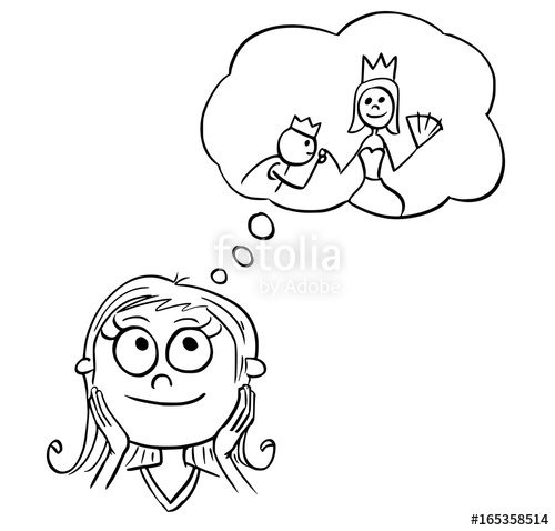 500x478 Cartoon Illustration Of Girl Dreaming About Live Of Princess