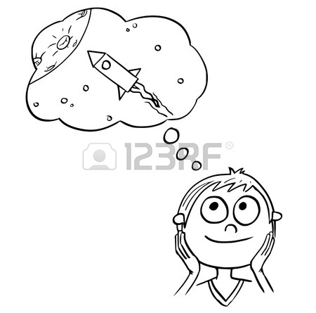 450x445 Hand Drawing Cartoon Vector Illustration Of Girl Dreaming About
