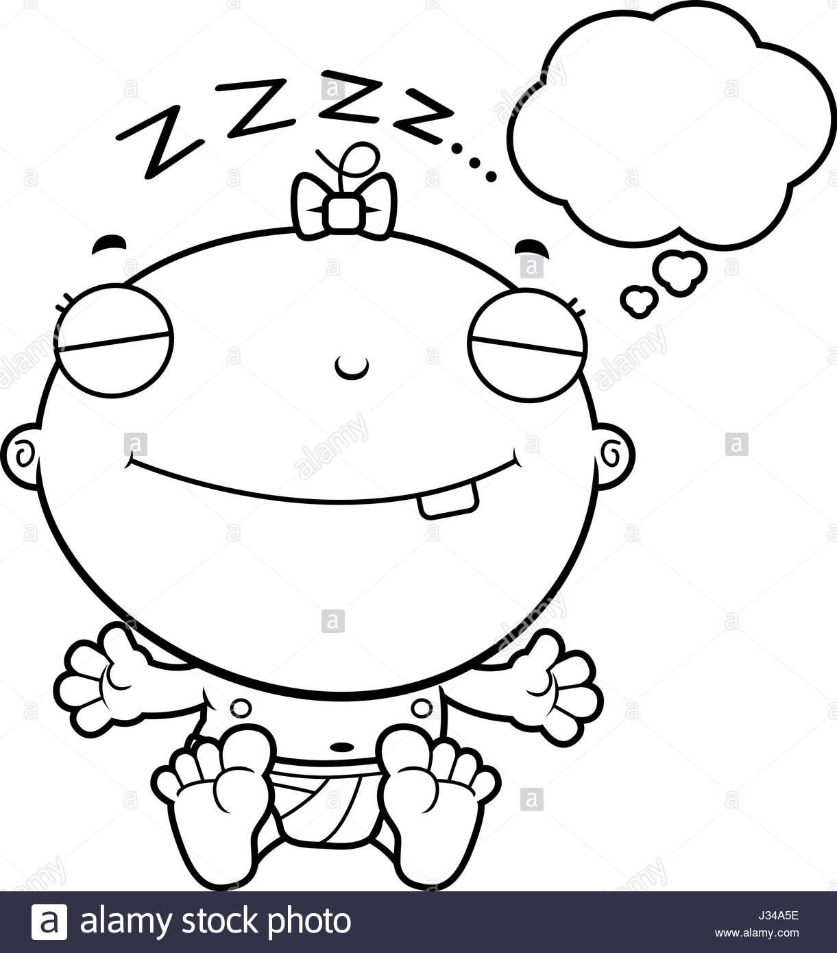 1221x1390 A Cartoon Illustration Of A Baby Girl Dreaming Stock Vector Art