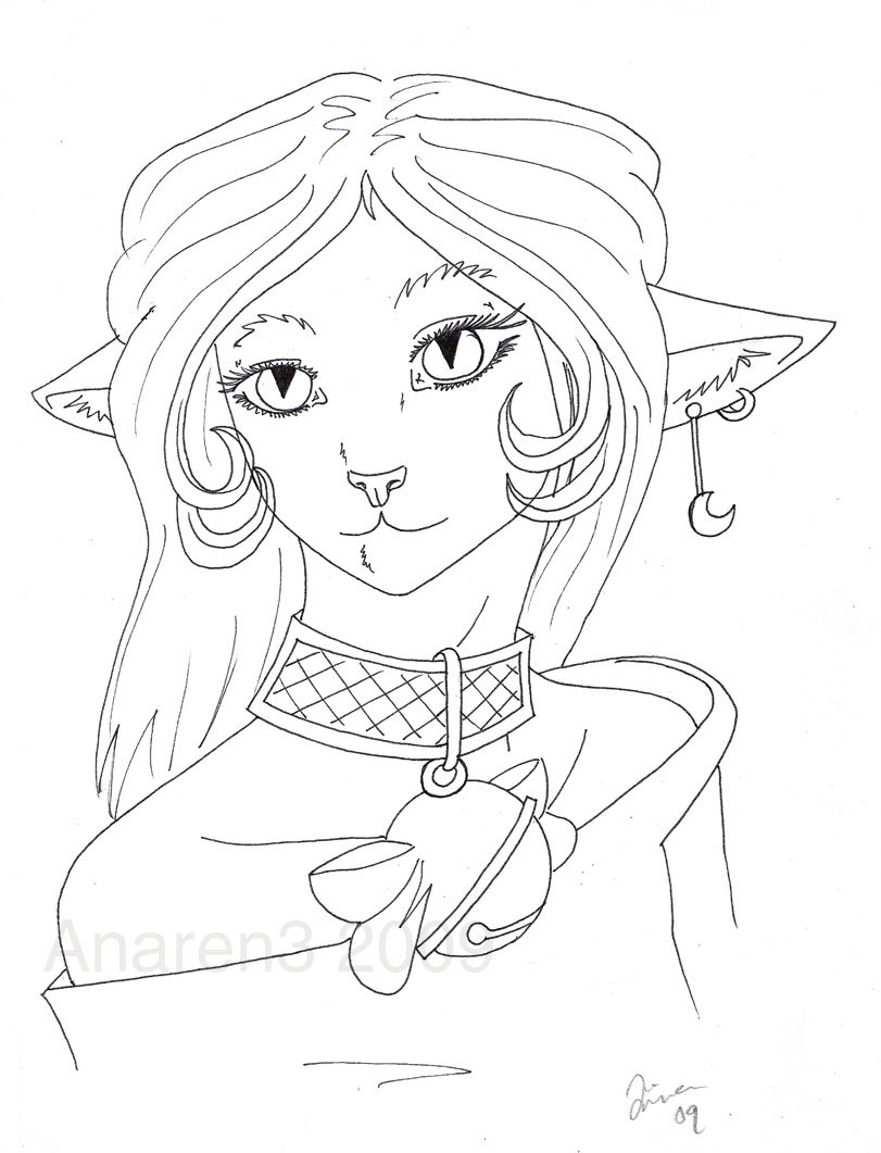 811x1061 Dreaming Cat Girl Lineart By Anaren3