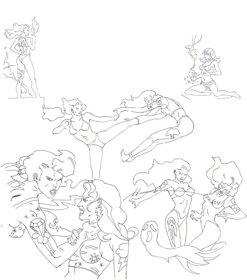 839x951 Girls Fighting, Book Cover (Pencil And Inked) By Electronicdave