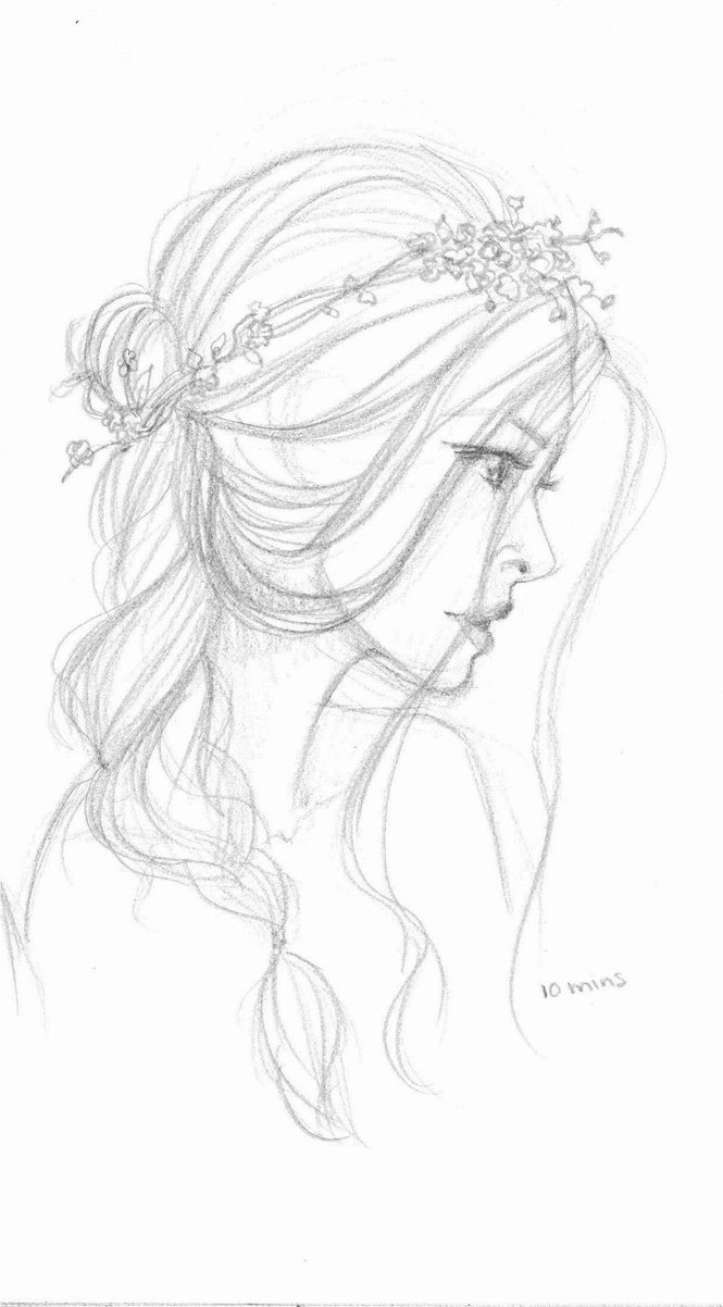 665x1202 Girl Flowers In Her Hair By Elletheowl