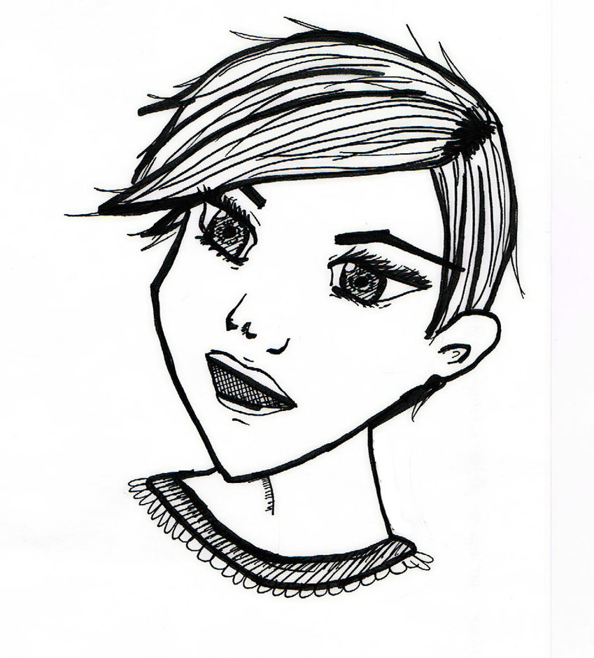 849x940 Anime Girl Short Hair By Alexchen