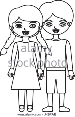 300x468 Sketch Silhouette Couple Boy With Hairstyle And Girl With Hair