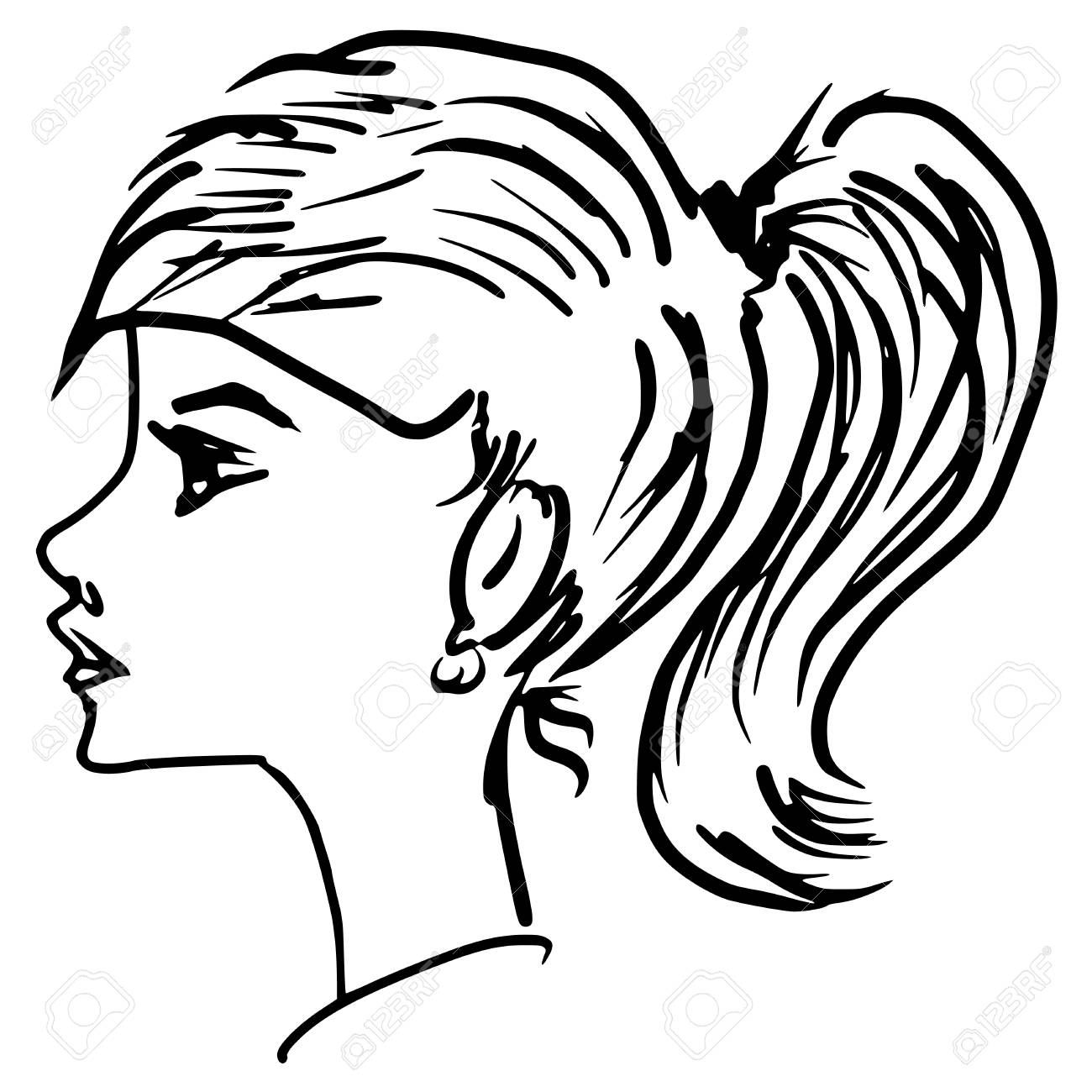 1300x1300 Hand Drawn, Sketch Illustration Of Girl Royalty Free Cliparts