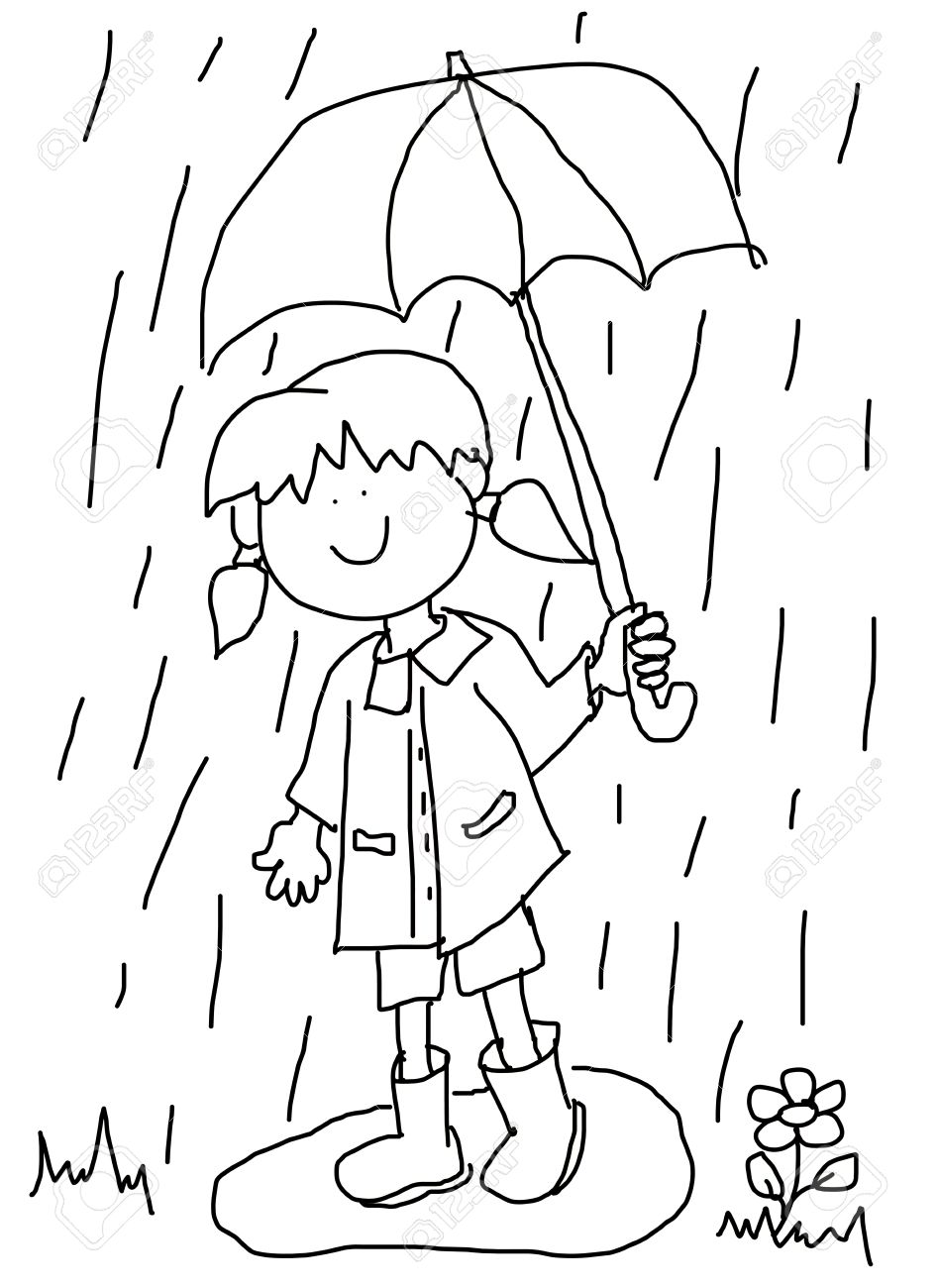 Girl Holding Umbrella Drawing at GetDrawings | Free download