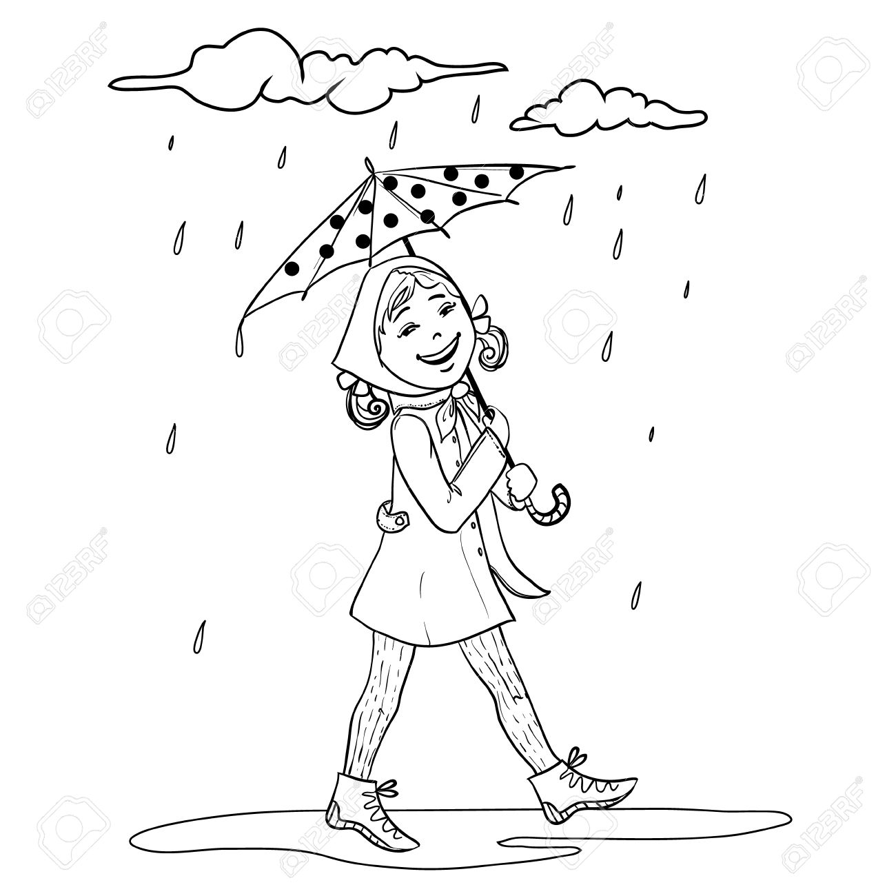 Girl Holding Umbrella Drawing at GetDrawings | Free download