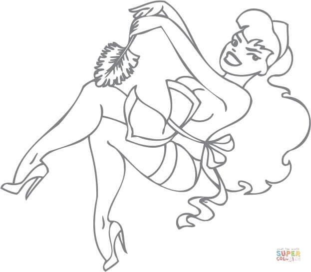 623x545 Pin Up Girl Holding An Umbrella Coloring Page Free Printable