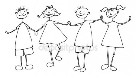 450x256 Girl Holding Umbrella Sketch Hand Draw Stock Vector