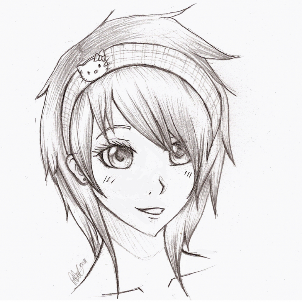 1024x1024 Draw Anime Girl