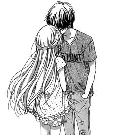 236x280 Manga Couple Anime Couple. Hug Black And White. Boy And Girl