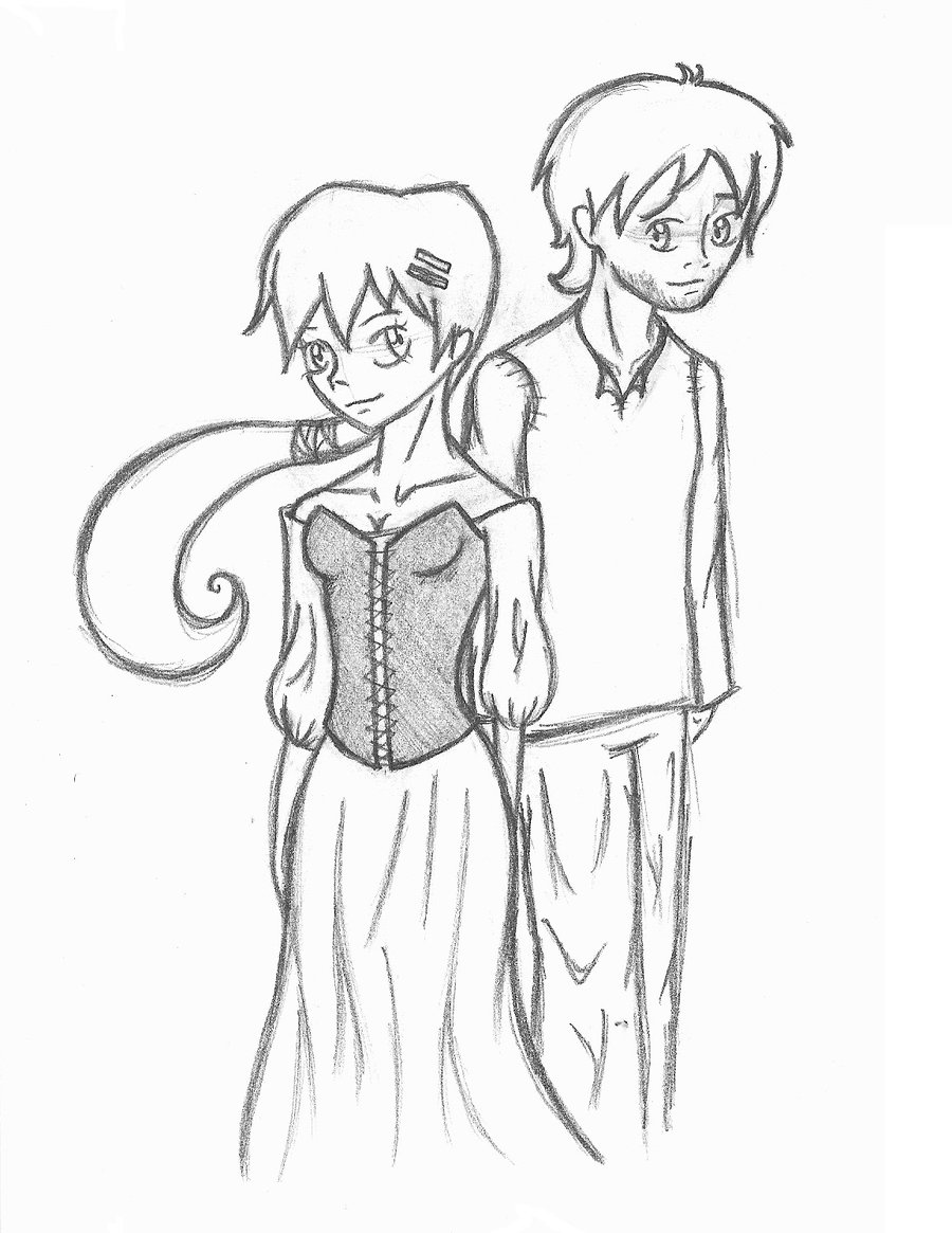 900x1165 Girl And Boy Sketch By Peachkid4