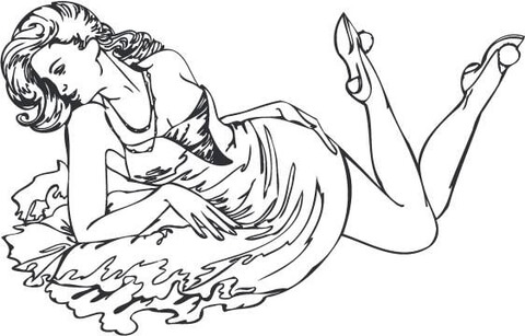 480x307 Pin Up Girl In A Dress Coloring Page Free Printable Coloring Pages