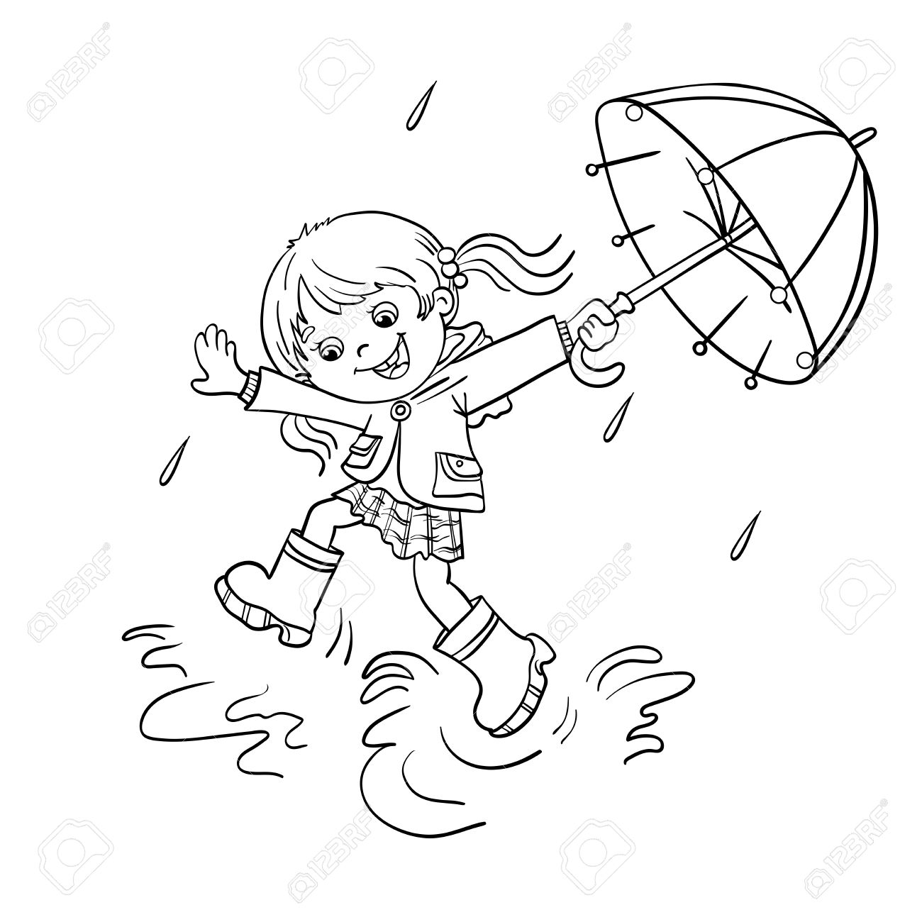 Girl In Rain Drawing at GetDrawings | Free download