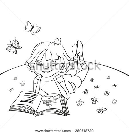 450x470 Drawn Little Girl Line Drawing