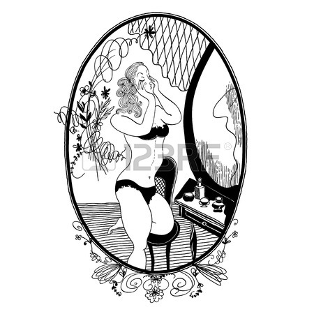 450x450 Geisha. Japanese Woman Vintage Hand Draw Art Stock Photo, Picture