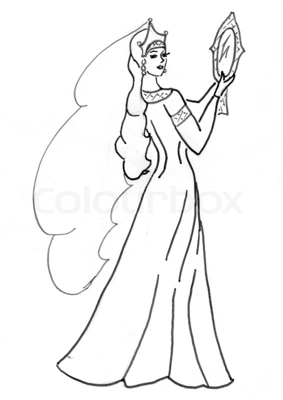 566x800 Pencil Drawing Of The Girl On White Background Stock Photo