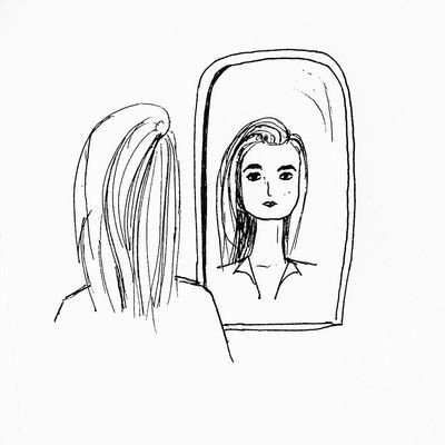 Girl Looking In Mirror Drawing at GetDrawings | Free download