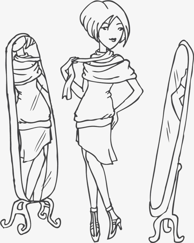 650x815 Vector Illustration Girl, Full Length Mirror, Beauty Mirror, Girl