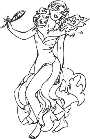 310x480 A Girl With A Mirror Dancing Coloring Page Free Printable
