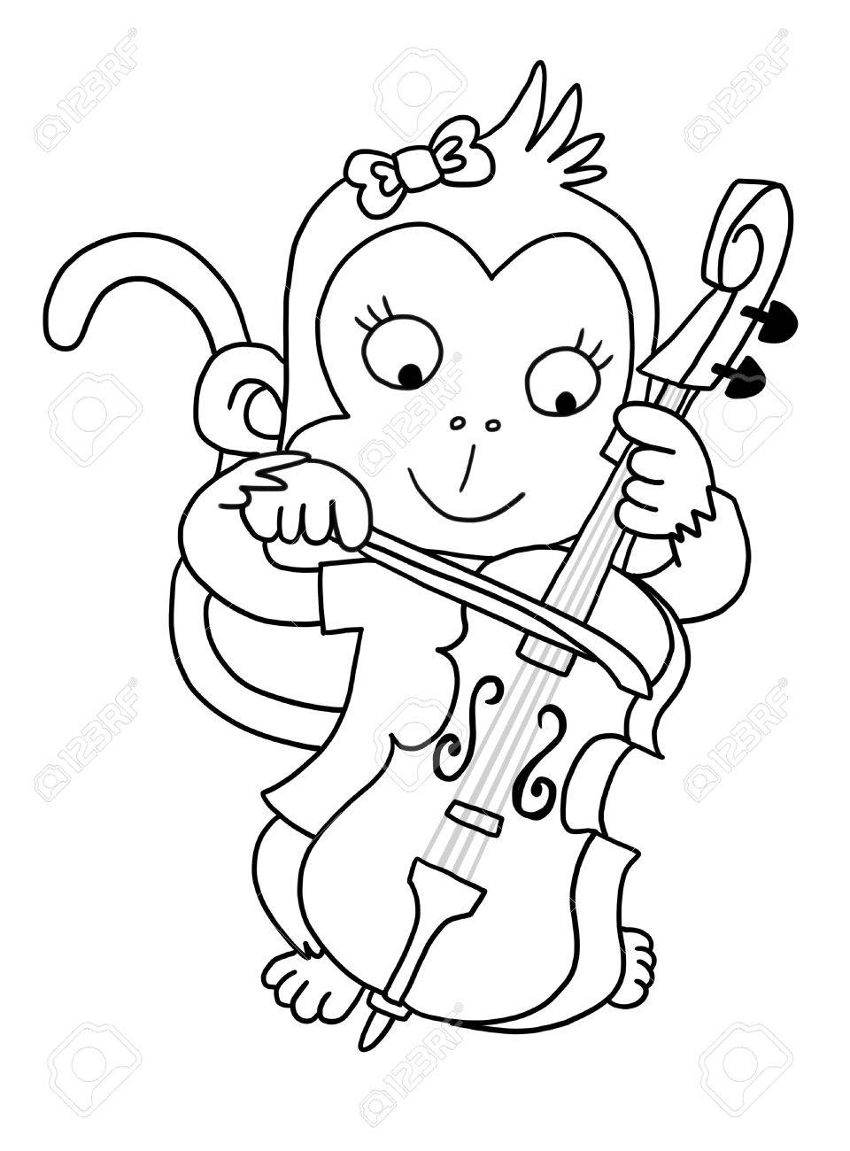 960x1300 Cute Girl Monkey With Cello