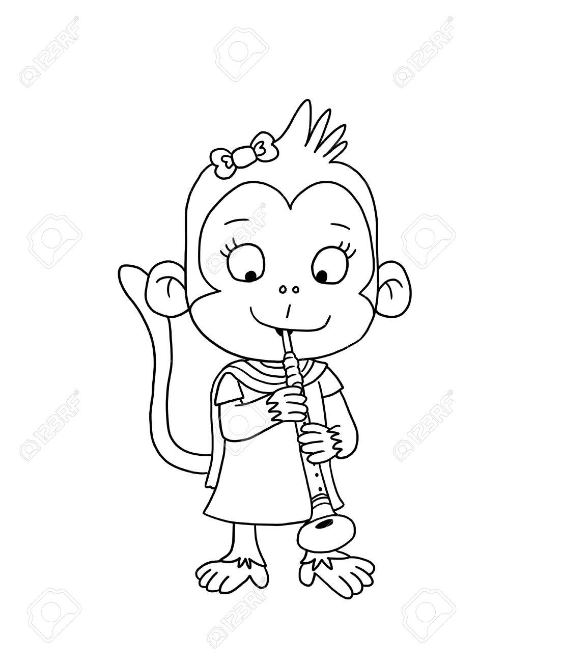 1104x1300 Cute Indian Girl Monkey Coloring Page Stock Photo, Picture