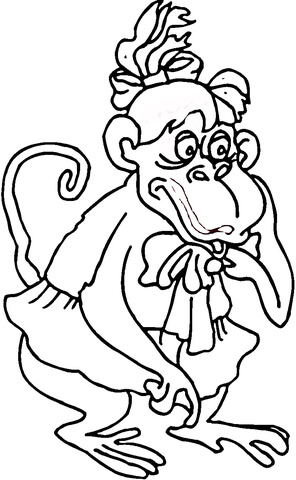 296x480 Party Girl Monkey Coloring Page Free Printable Coloring Pages