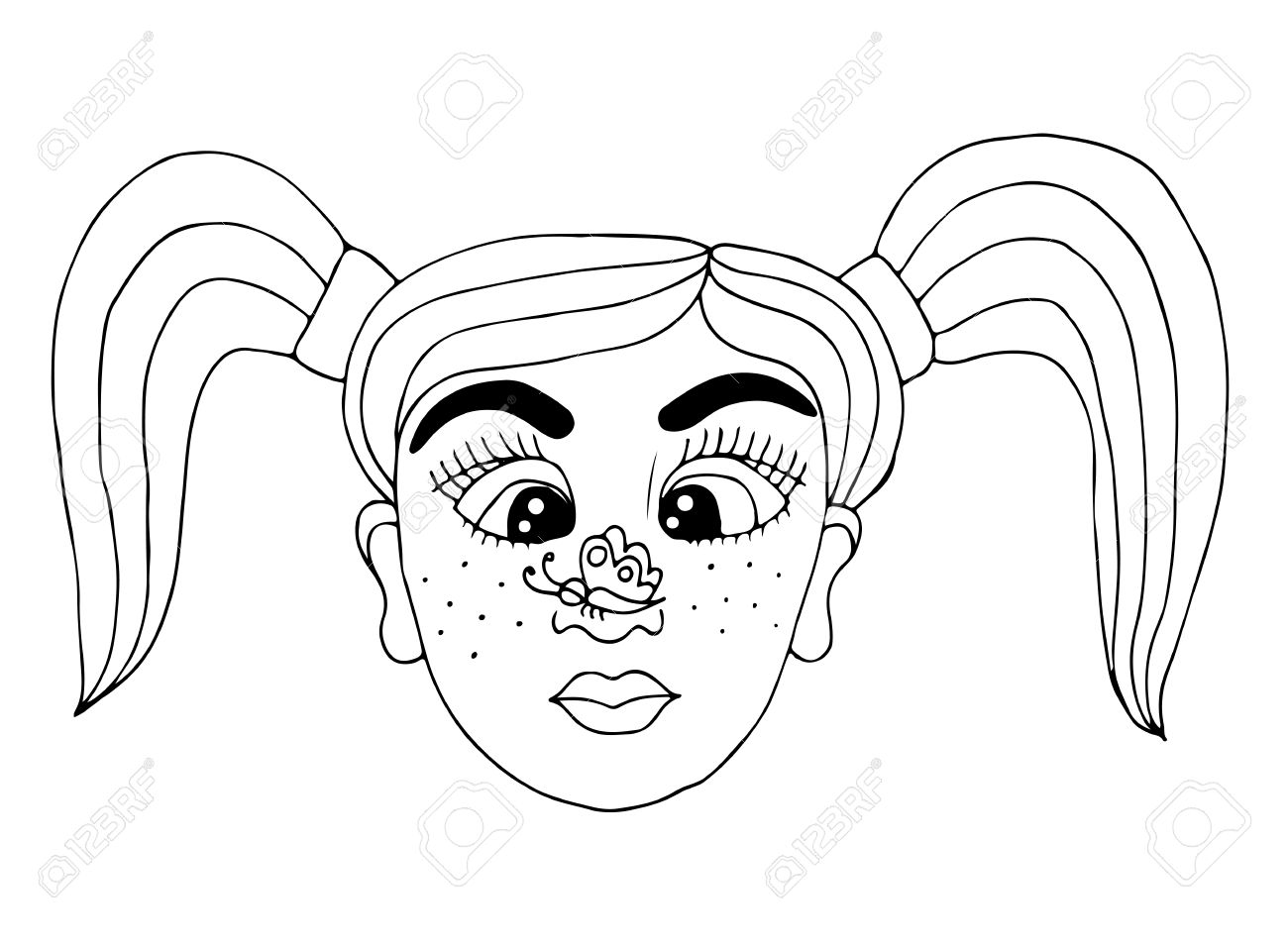1300x957 Head Of Little Girl With A Butterfly On A Nose. Picture