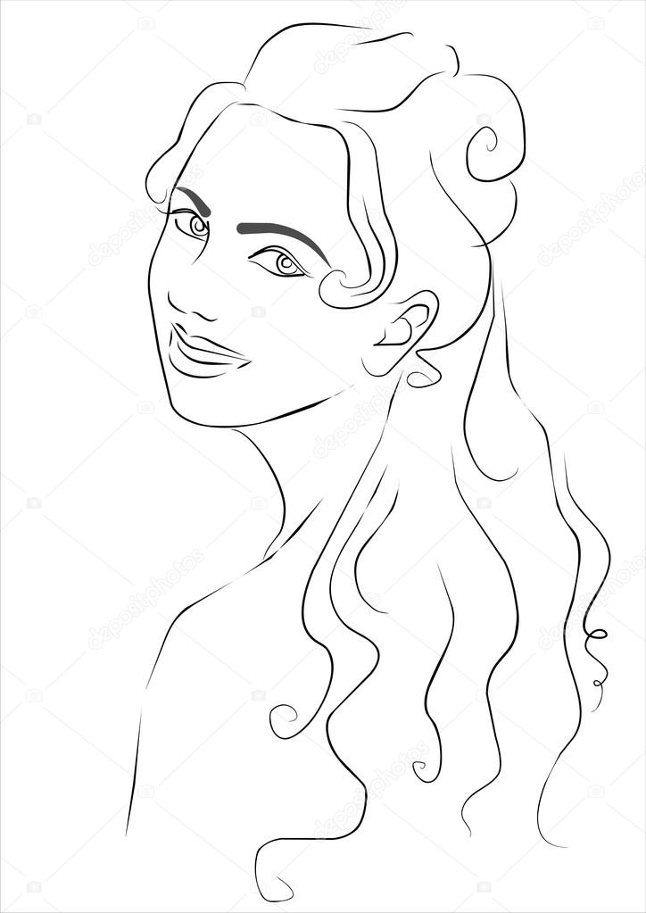 724x1023 Sketch Smiling Girl Stock Vector Tominagalina