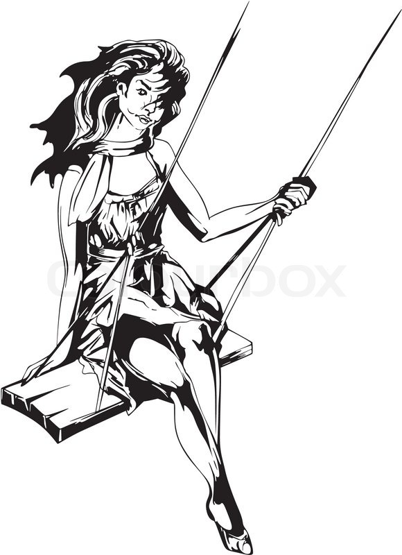 580x800 Girl On Swing Stock Vector Colourbox