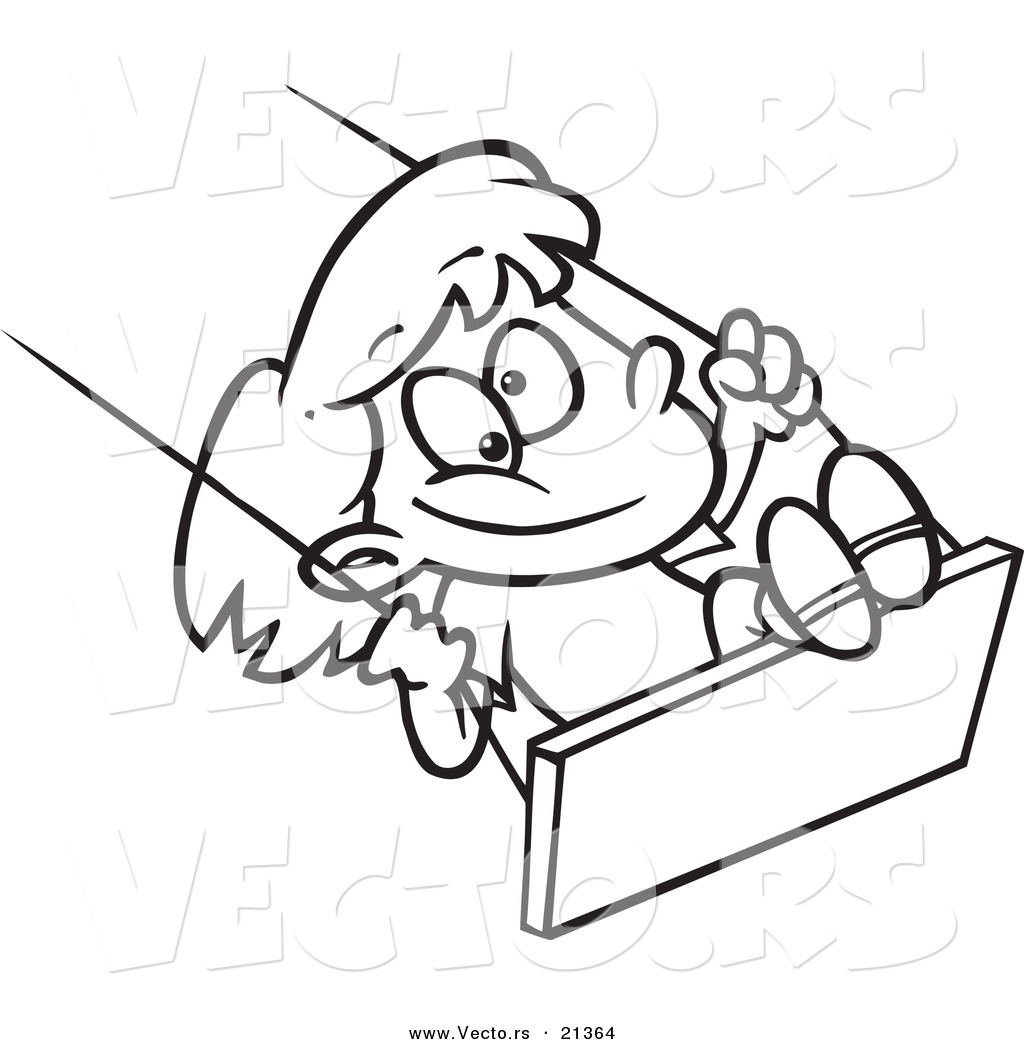 1024x1044 Vector Of A Cartoon Girl Swinging
