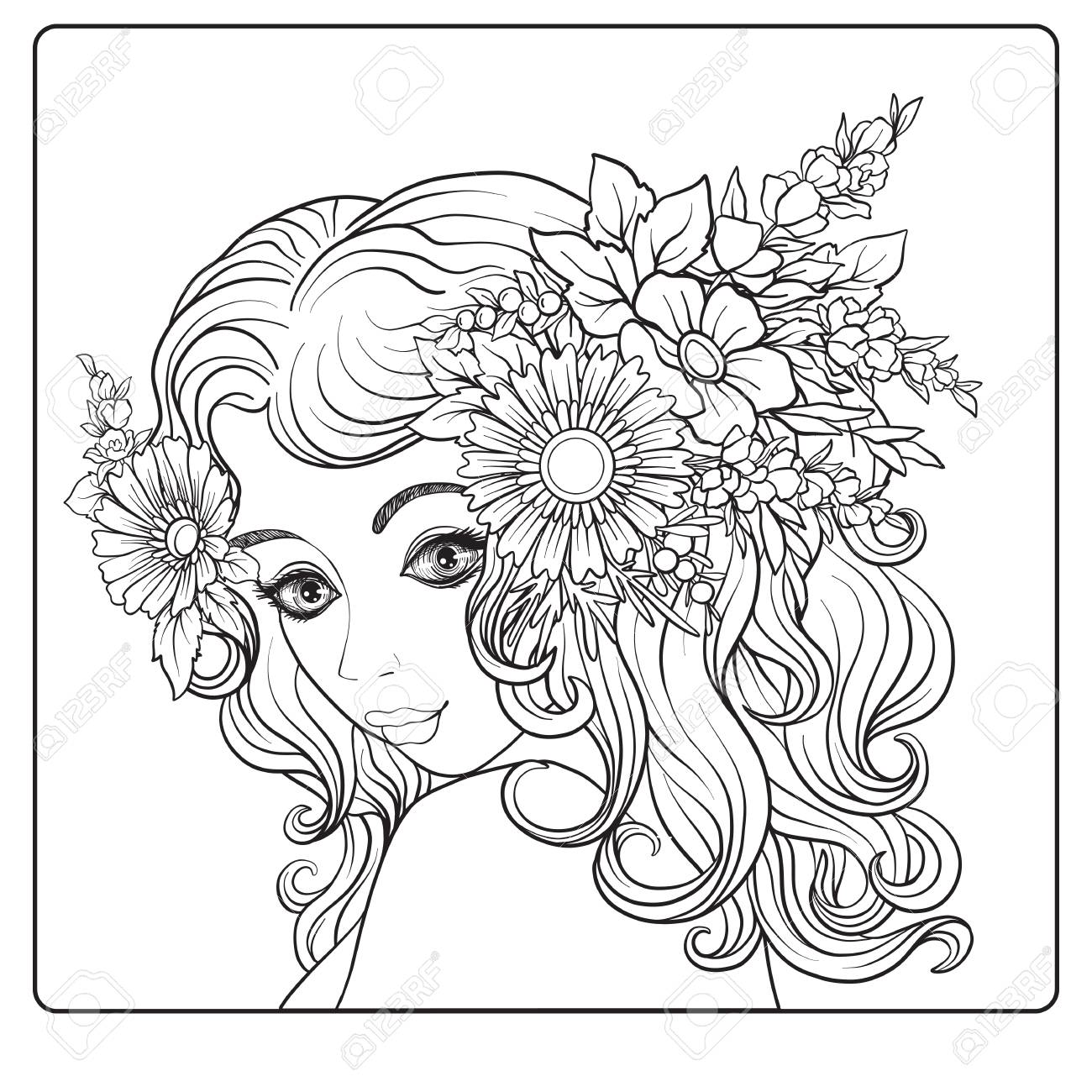 1300x1300 A Young Beautiful Girl With A Wreath Of Flowers On Her Head