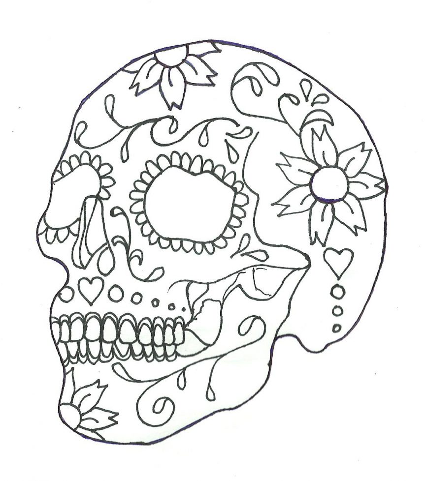 863x978 Sugar Skull Girl Outline Candy Pumpkin Stencil Simple Sugar Skull