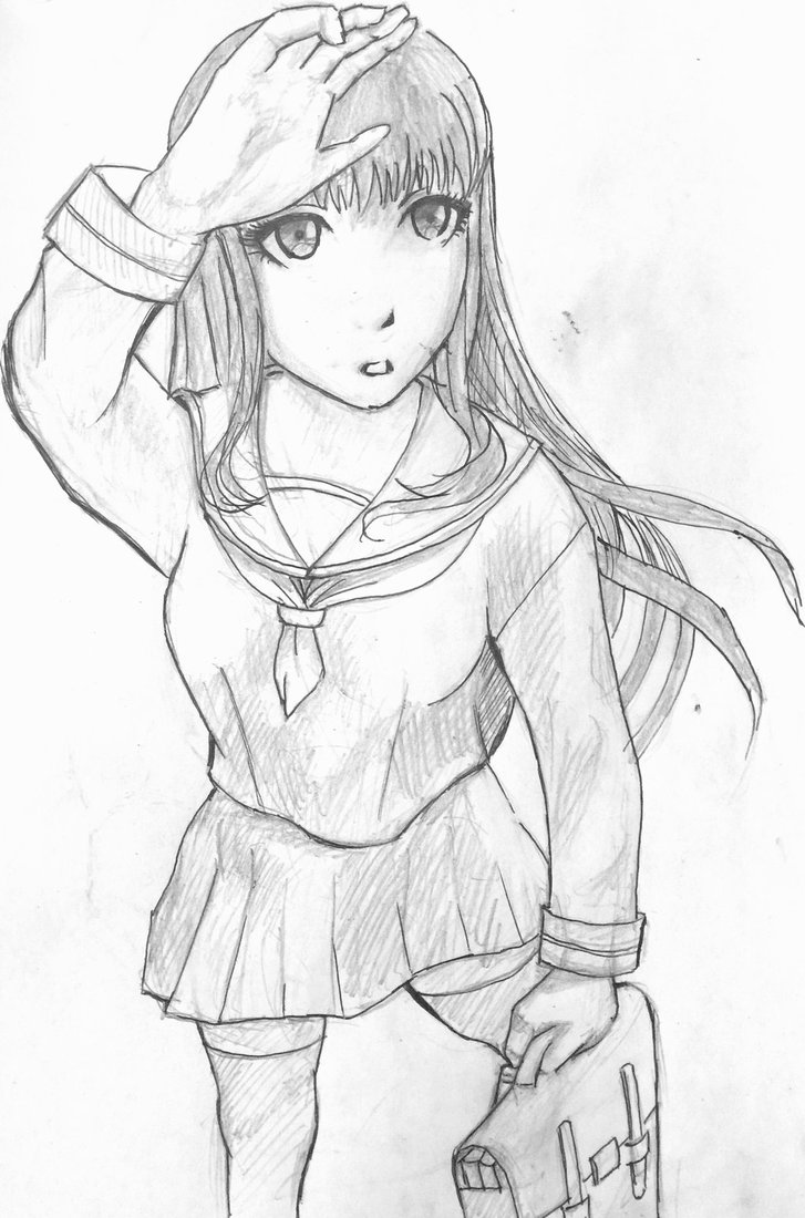 727x1100 Top Down Angle School Girl Outline By Wrench3521