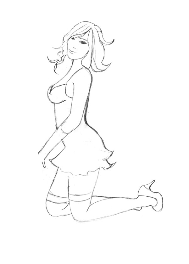 601x839 Pencil Sketch For A Pin Up Girl Illustration ~ Ali Hansen Illustration