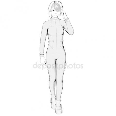 450x450 Pencil Sketch Of Young Girl Sitting On Chair