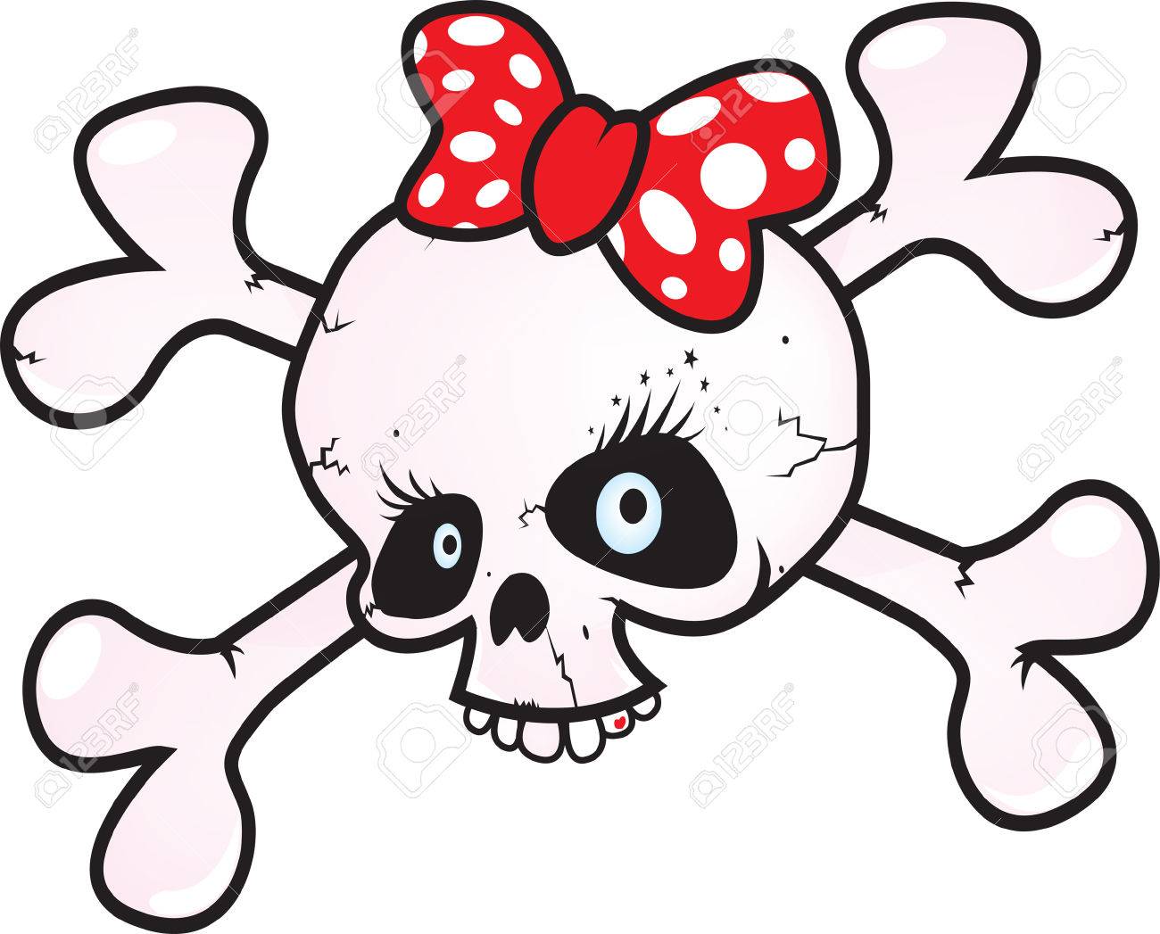 1300x1047 Girl Power Skull Vector Illustration Isolated On White Royalty