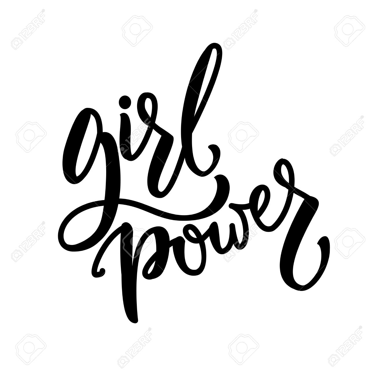 1300x1300 Girl Power. Feminist Quote, Brush Lettering Phrase. Vector