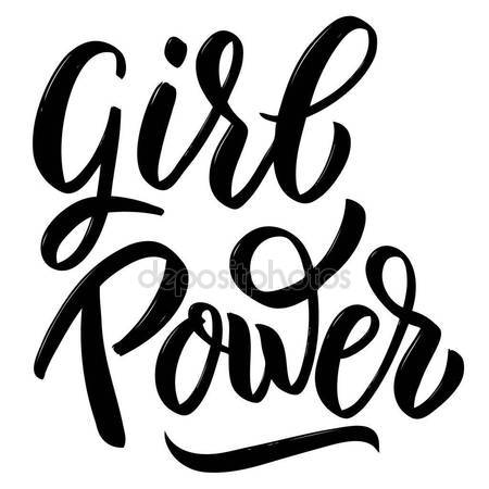 450x450 Girl Power. Hand Drawn Lettering Isolated On White Background