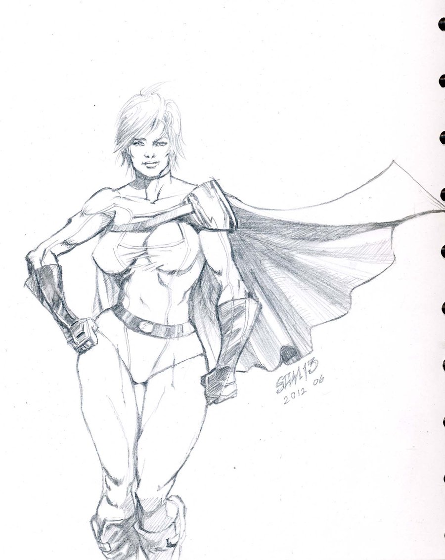 900x1133 Power Girl Sketch By Agussumantri
