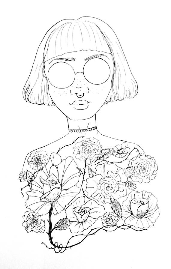 570x897 Flower Girl Print Girl Power Art Feminist Art Tumblr Girl