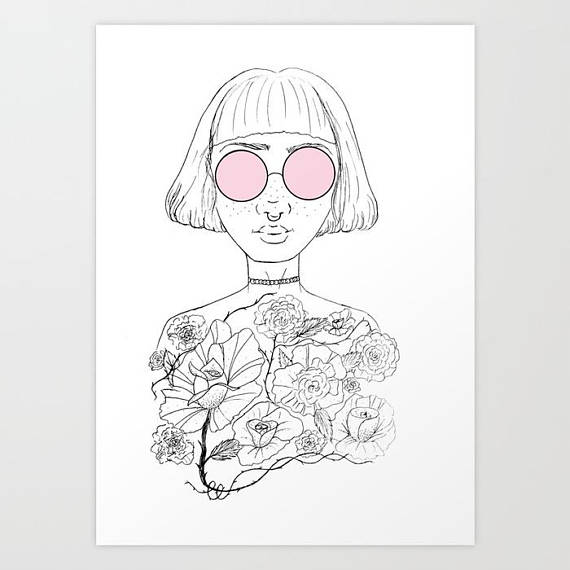 570x570 Flower Girl Vinyl Stickers Girl Power Art Feminist Tumblr
