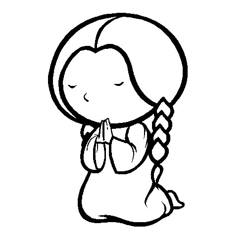 505x470 Little Girl Praying Coloring Page