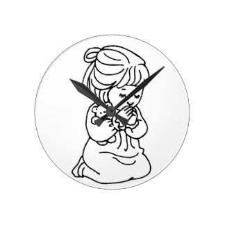 324x324 Teddy Bear Drawing Wall Clocks Zazzle